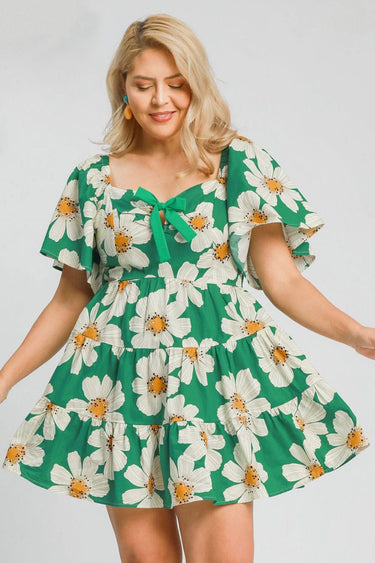 Daisy Ribbon Details Mini Dress
